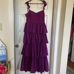Tiered Purple Maxi Dress with Tie Straps